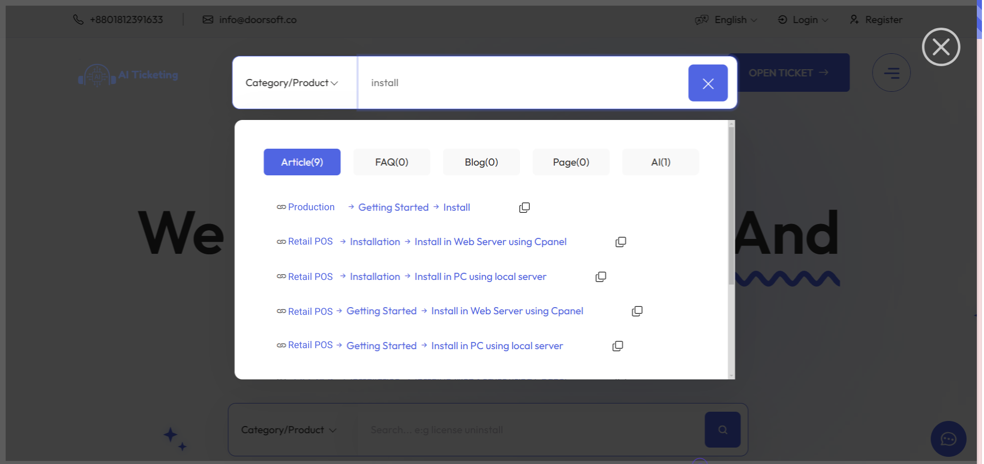 Knowledgebase Search Result